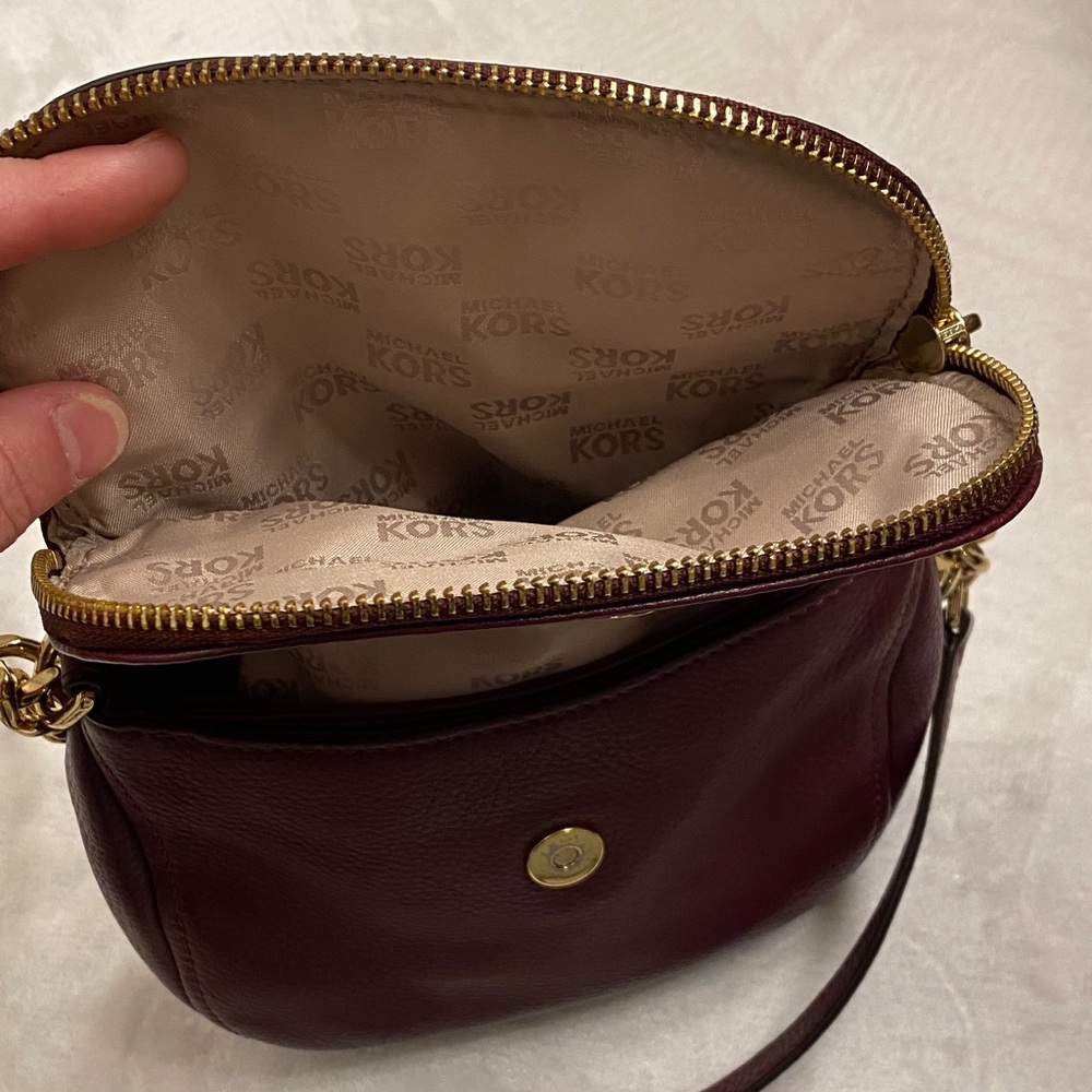 Michael Kors Dark Red Crossbody Bag with Gold Accents - Picture 7 of 8